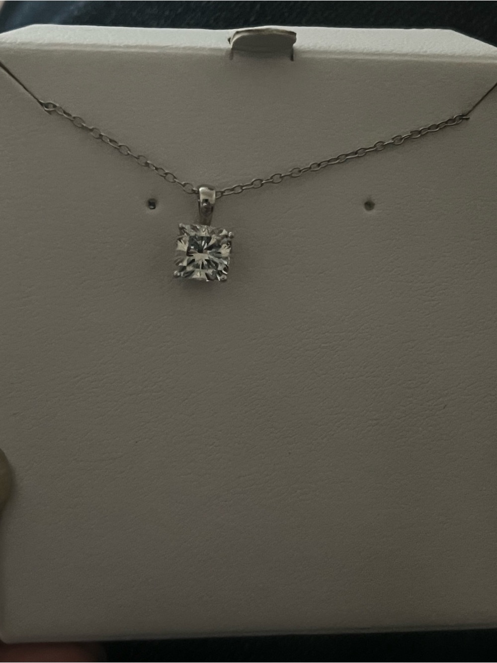 .95 ct lab diamond Sterling Silver Solitaire Square-Cut Pendant Necklace - White